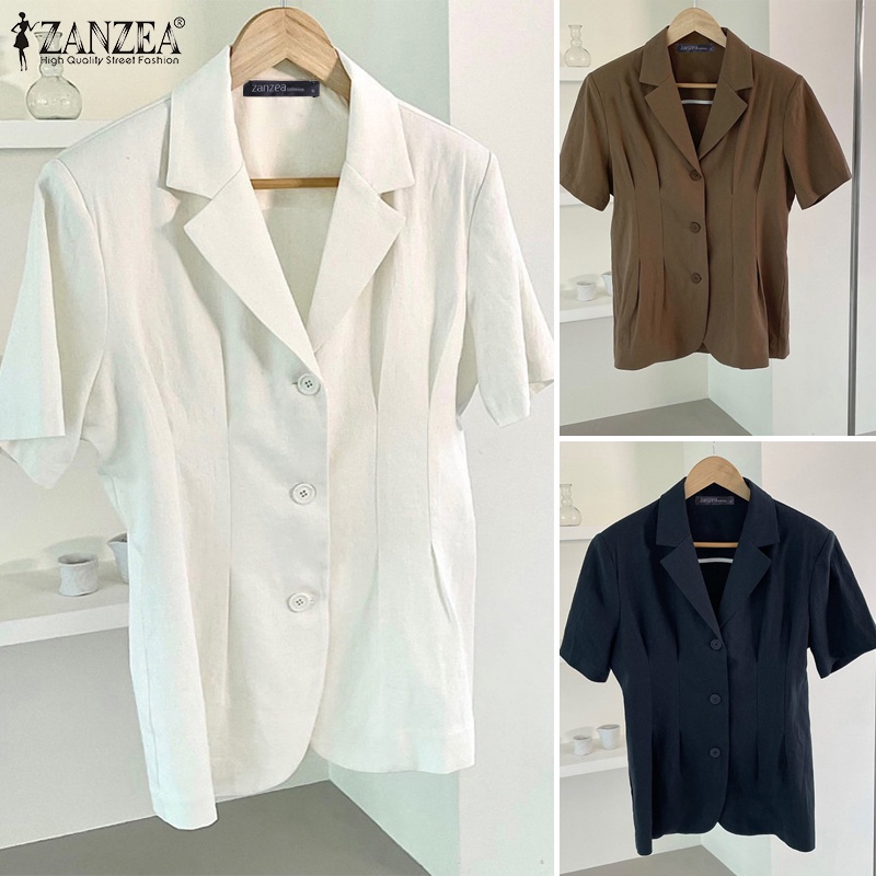 Áo khoác blazer Zanzea tay ngắn thời trang Hàn Quốc tùy chọn màu sắc