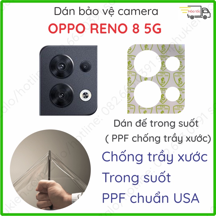 Dán cường lực camera Oppo Reno 8 5G/ Reno8 Pro/ Reno8 Pro+ bảo vệ kính và đế chống trầy xước