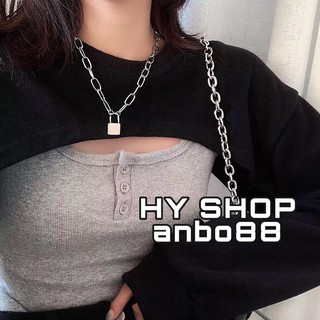 dây chuyền vòng cổ dây xích phối hình ổ khóa cá tính cho nam và nữ unisex