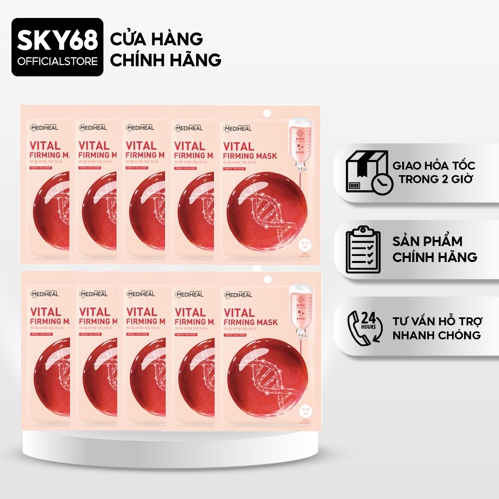 Combo 10 Mặt Nạ Làm Mịn, Đều Màu Da Mediheal Vital Firming Mask 20ml x 10