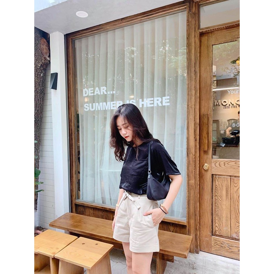 Áo cổ tròn basic 1 túi ORGANZA
