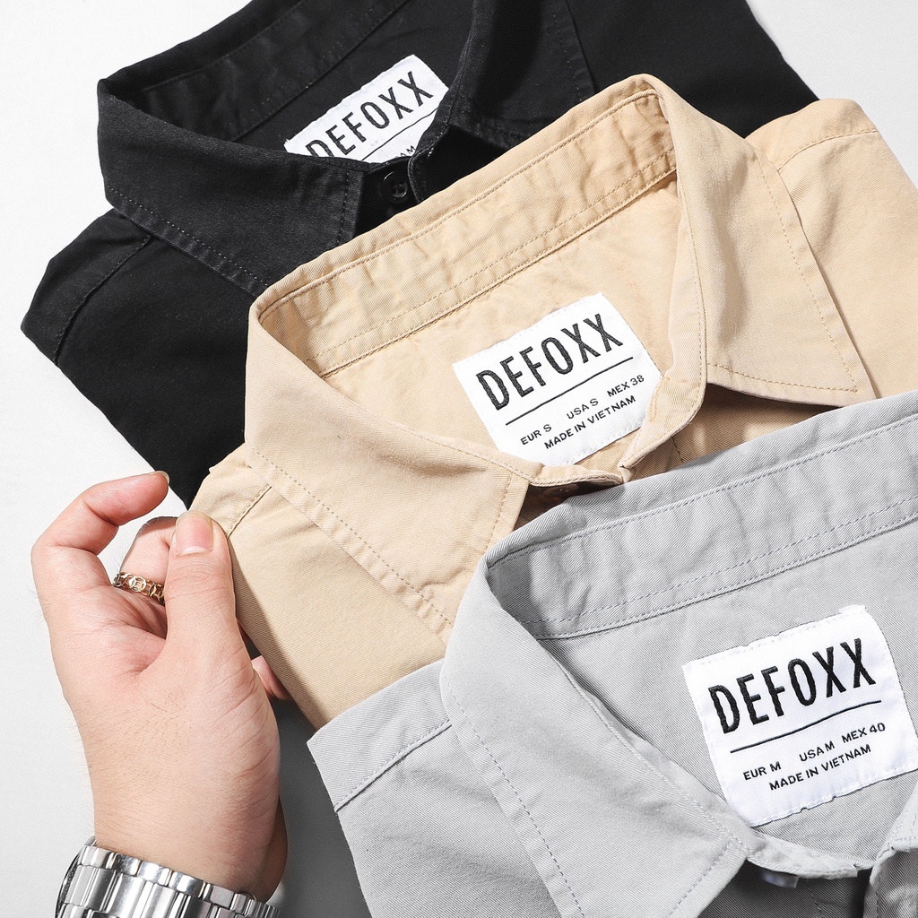 Aó sơ mi NAM denim kaki Defoxx (Form Slim,chất vải kaki xử lí,mềm mịn thoáng mát Hàng VNXK) | BigBuy360 - bigbuy360.vn
