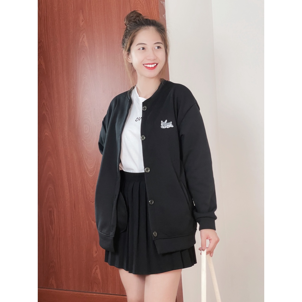 Áo khoác cardigan nữ thêu hình cún dễ thương phong cách Hàn Quốc - 4YOUNG FASHION