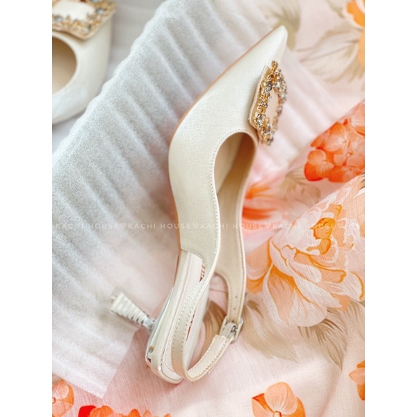 Cao gót quai sau gót nhọn đá vuông 616-3- Kachi House