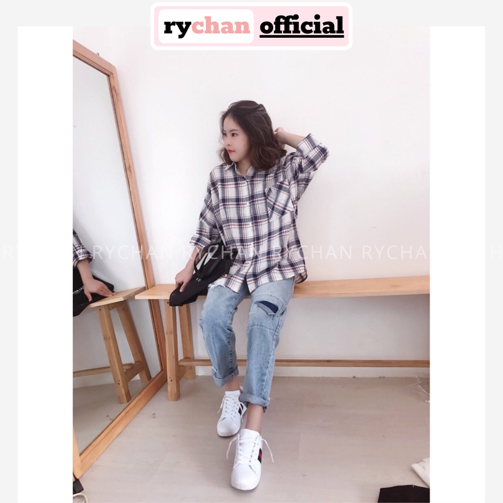 SM594 - Áo Sơ Mi Oversize Sọc Caro Nhiều Màu Cá Tính