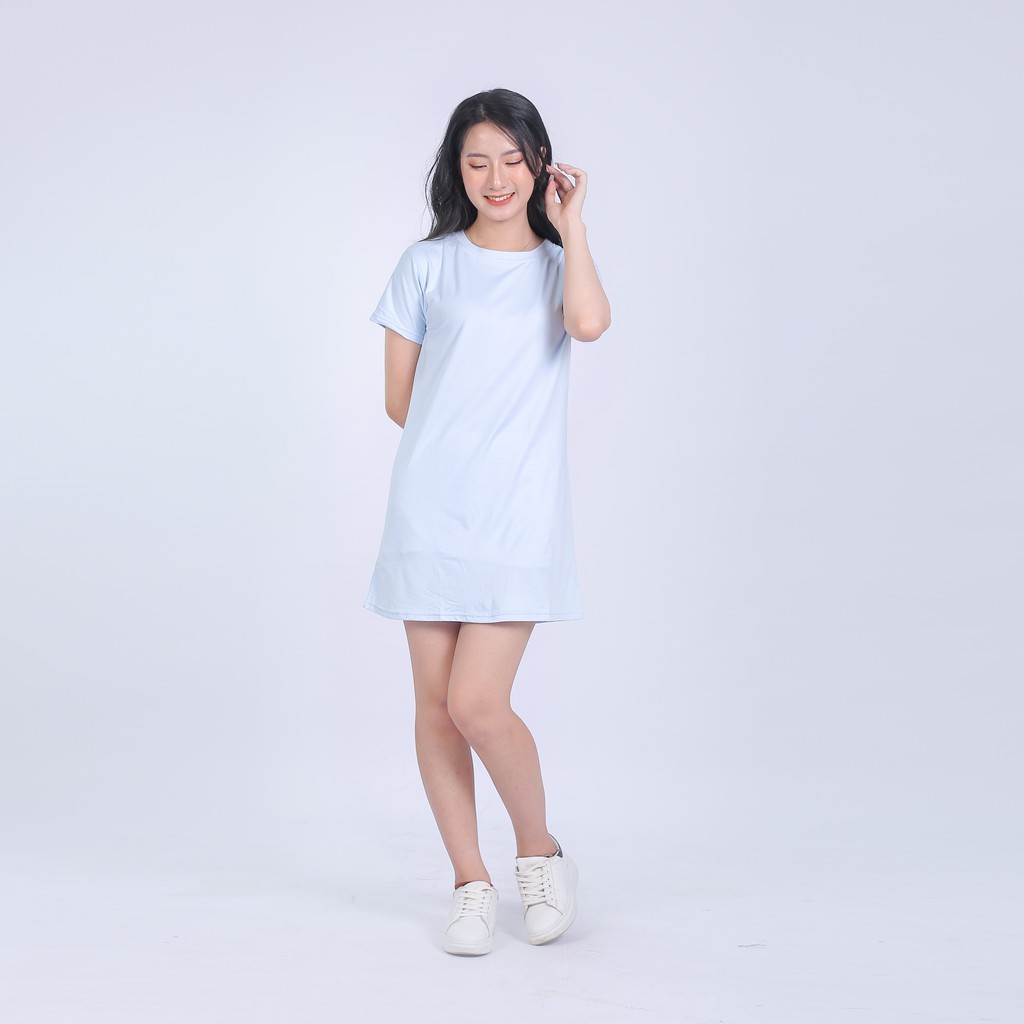 Váy suông nữ ngắn tay ulzzang, Đầm suông nữ dáng ngắn cổ tròn cotton - Maoshop