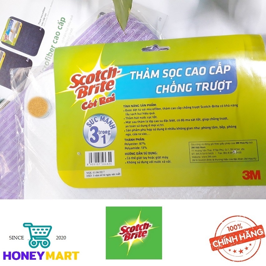 Thảm chống trượt Microfiber Scotch Brite 3M cao cấp mới cm HONEYMART
