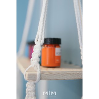 Kệ sách gỗ treo dây đan MACRAME
