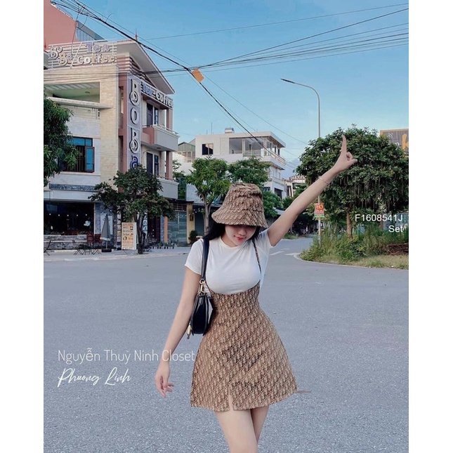 Sét áo thun phối chân váy yếm d6