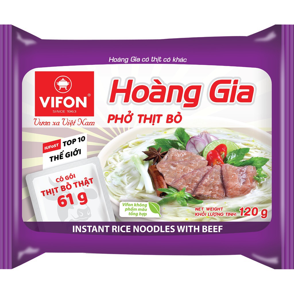 Thùng 18 Gói Hoàng Gia Phở Thịt Bò/Gà 120g Vifon