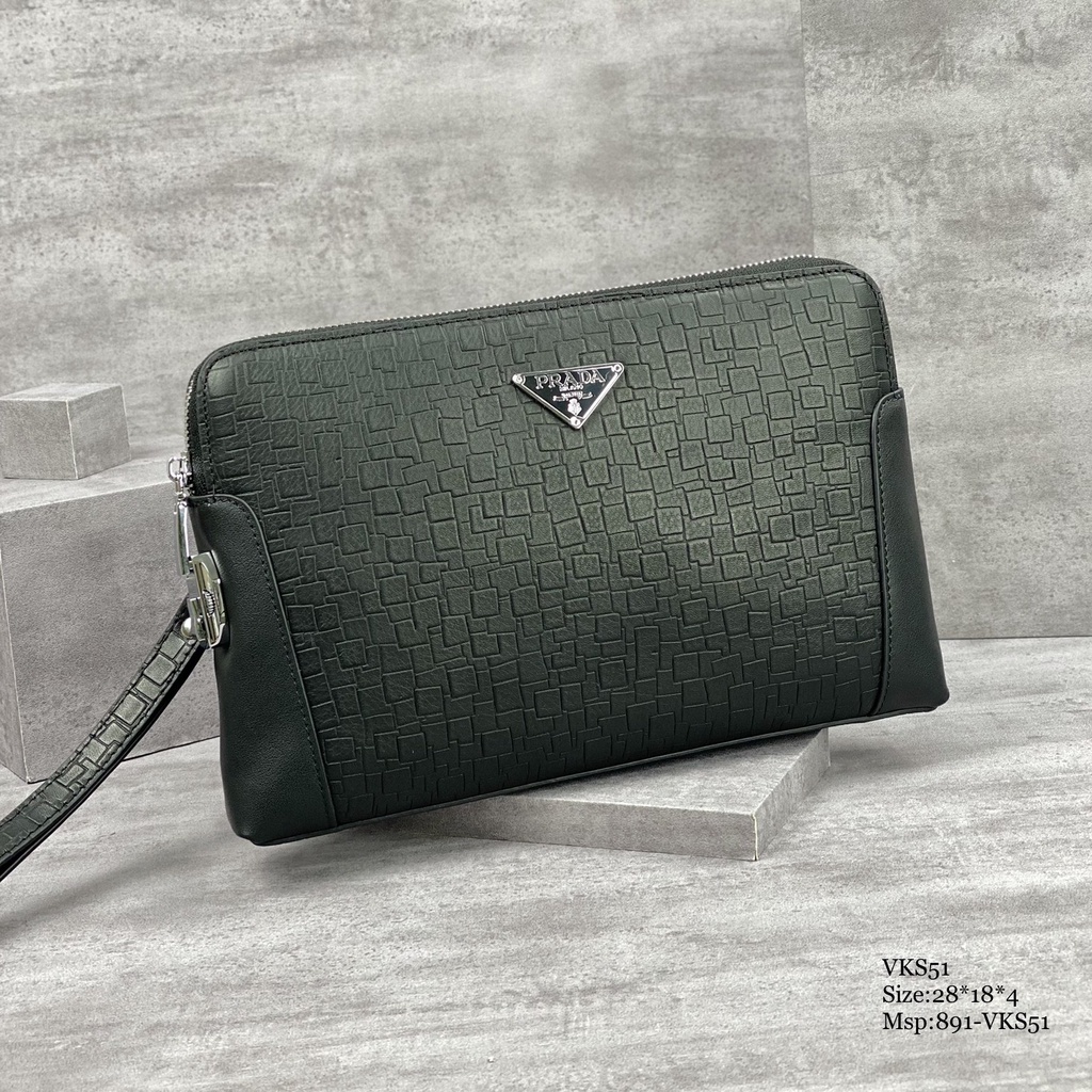 Clutch - Ví cầm tay nam nữ khóa số Prada Da bò cao cấp - VKS51