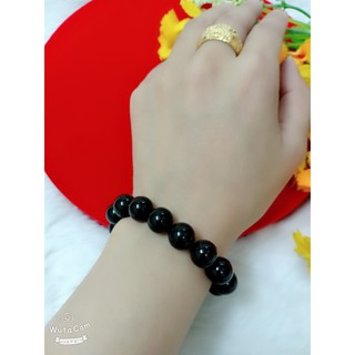 Vòng đá phong thủy màu đen 10ly