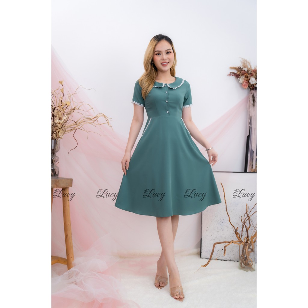 Đầm công sở dáng xoè cổ ren Váy Lucy Zuho 3088
