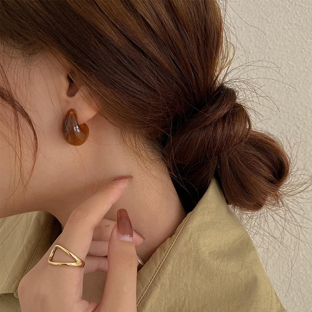 FORBETTER Gifts Resin Earrings Winter Women Jewelry Stud Earrings Women Resin Waterdrop Autumn Candy Color Korean Retro Geometric/Multicolor