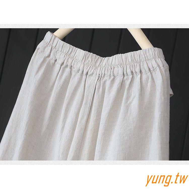 Quần Dài Vải Lanh Cotton Ống Rộng Cỡ Lớn Thoải Mái