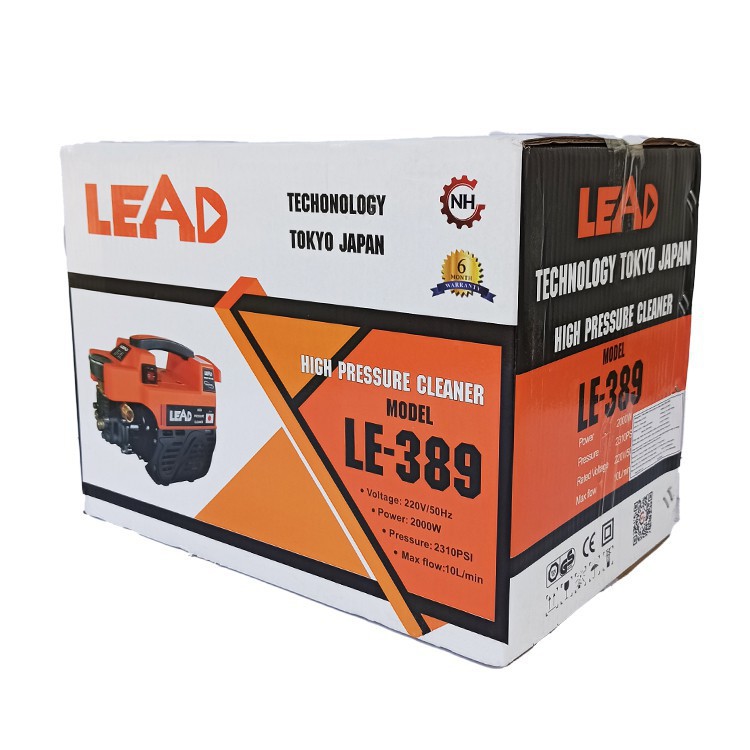 Máy rửa xe gia đình mini LEAD LE389 máy phun áp lực cao áp Công suất 2000w, Công nghệ Nhật