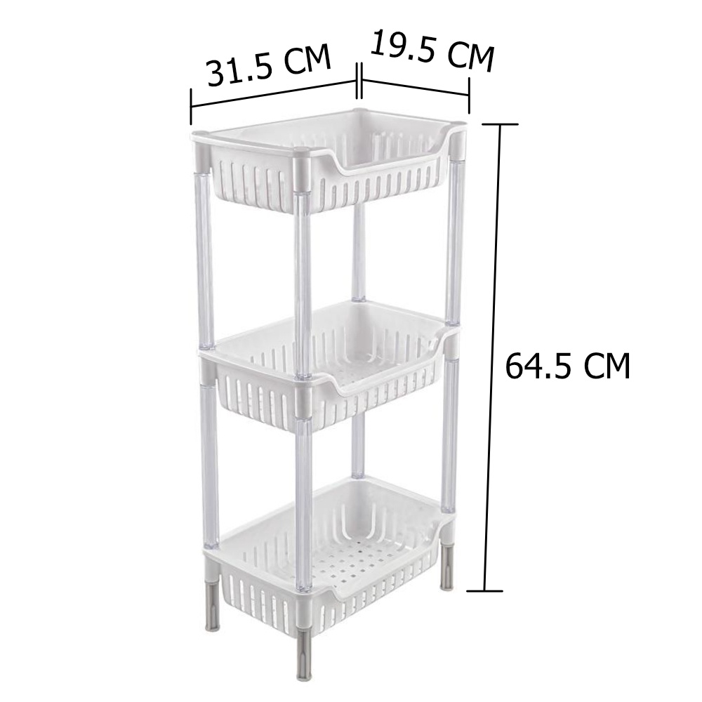 HomeBase KEYWAY Giá phòng bếp bằng nhựa 3 tầng AE273 Thái Lan W31,4xH64,5xD19,5cm màu trắng