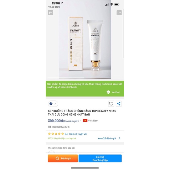 Kem Chống Nắng Top Beauty Jushi Việt Nam Kem Dưỡng Chống Nắng Nhau Thai Cừu Công Nghệ Nhật Bản | BigBuy360 - bigbuy360.vn