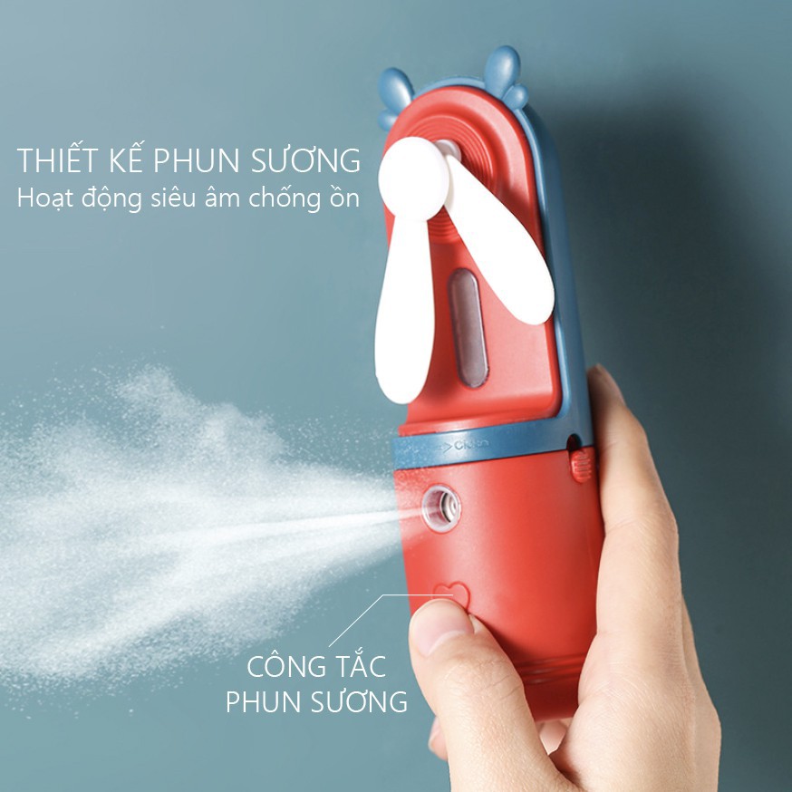 {HOT NHẤT 2021}Quạt Mini Phun Sương Nano Tạo Độ Ẩm-Quạt Mini Cầm Tay Xịt Khoáng Màu Sắc Siêu Xinh-