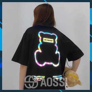 Deal hot- áo thun phản quang aossi form rộng phong cách unisex - hey bear - a017