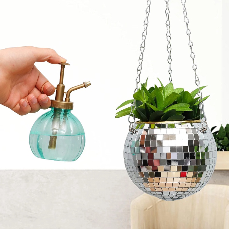Chậu Trồng Cây Gắn Gương Phản Quang Độc Đáo Trang Trí Sân Vườn / Nhà Cửa
