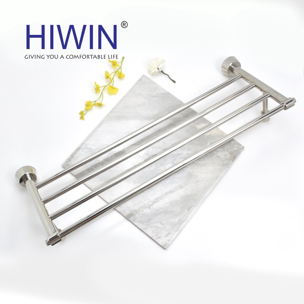 Giàn khăn, giá treo khăn nhà tắm inox 304 mặt gương kích thước 600x220x105 HIWIN Y-639