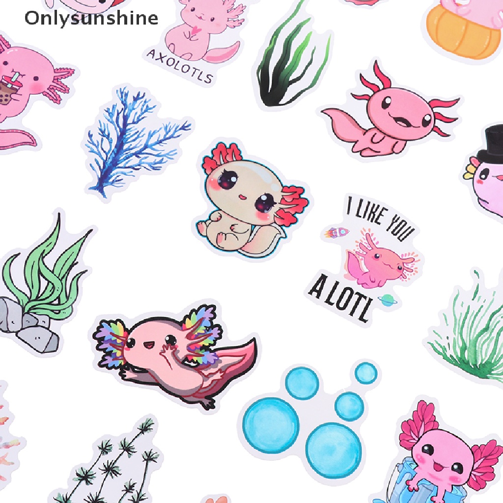 Set 100 miếng dán hình Axolotl động vật graffiti dễ thương trang trí laptop/ trẻ em