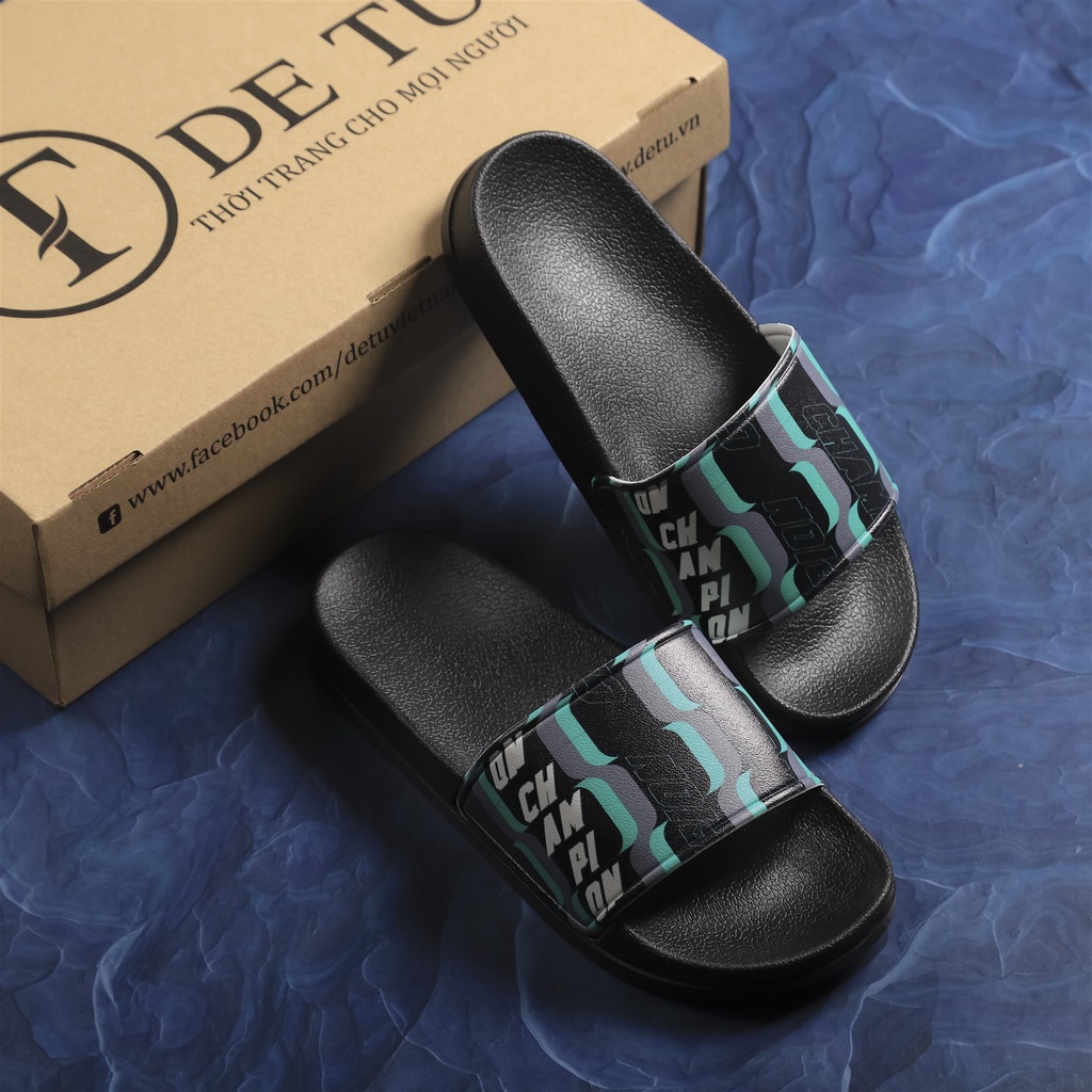Dép Quai Ngang Unisex DETU DNT17 (Đen/Đen)