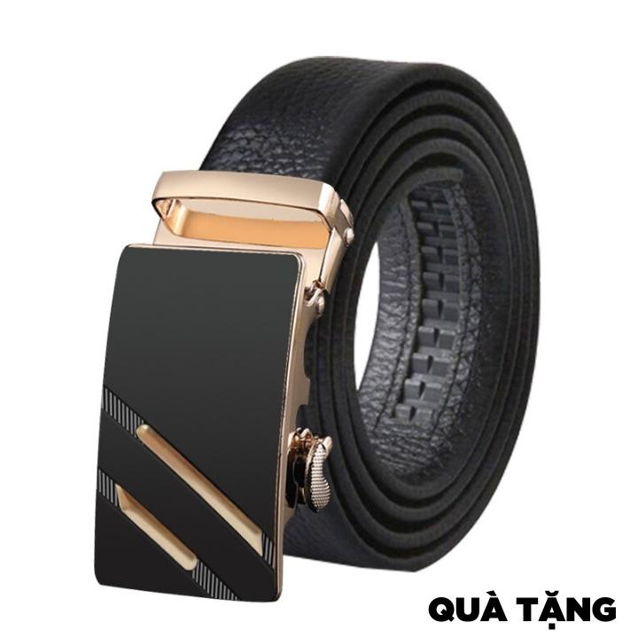 Thắt lưng nam da cao cấp - MUA 1 TẶNG 1 - Thiết kế đính đá mặt xoay 360, khóa tự động