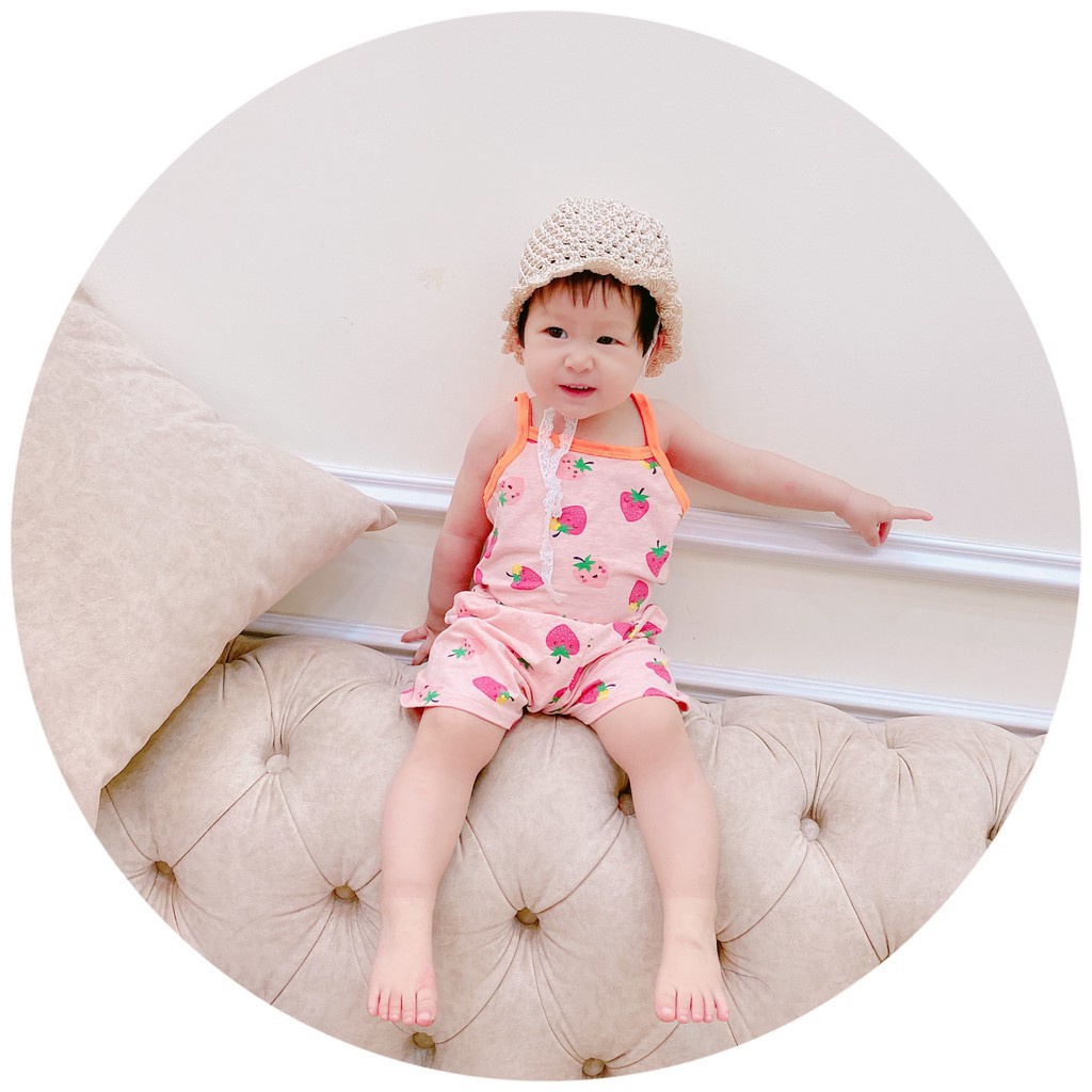 [Xả Hàng Hè] [HD03] Bộ 2 Dây Họa Tiết Hoa Quả Cho Bé Dáng Xinh Xắn Chất COTTON Nhẹ Size Từ 10-24KG XÔ MUSLIN