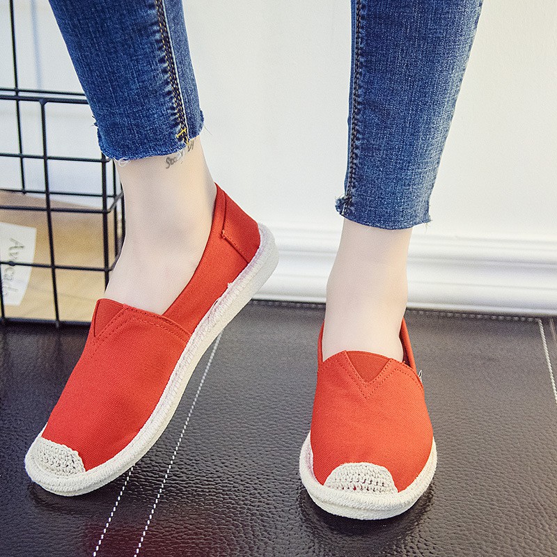 sandal Slip on cói nữ - Giày lười vải nữ cao cấp - 3 màu đen, đỏ và trắng - Mã SP B17 | BigBuy360 - bigbuy360.vn