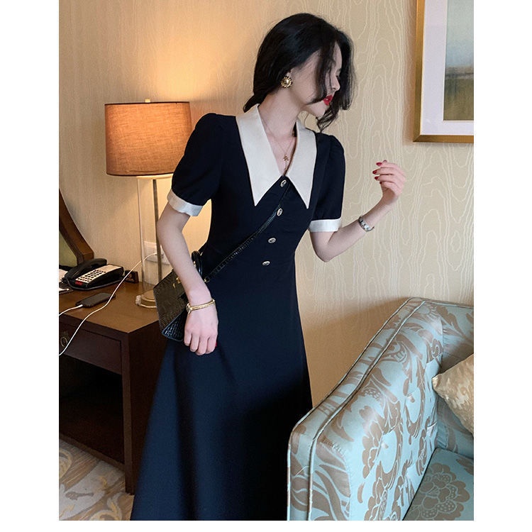 COZOK Đầm Tay Ngắn Dáng Ôm Phong Cách Thời Trang Retro