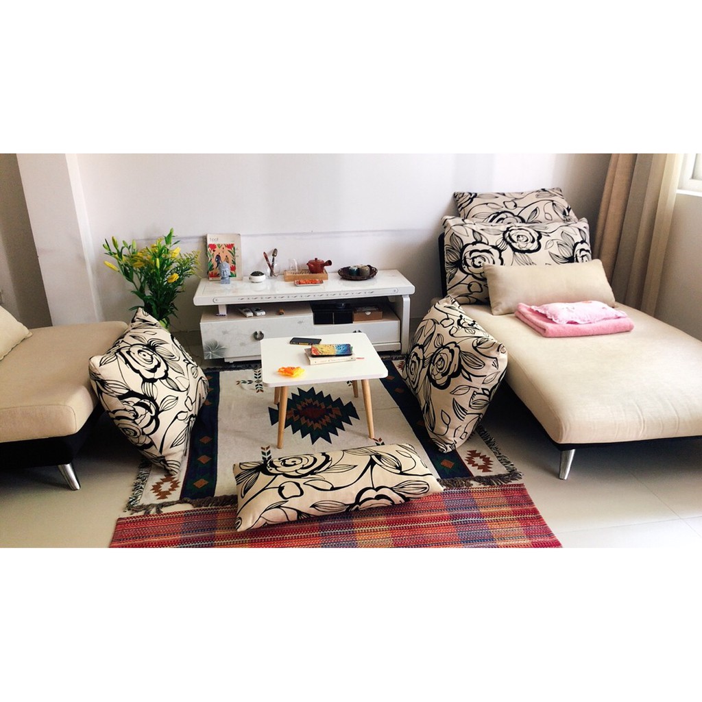 [ SALE VÔ ĐỊCH] Bàn trà Vuông sofa/cafe hiện đại ngồi bệt chân gỗ sồi phòng khách- GP75