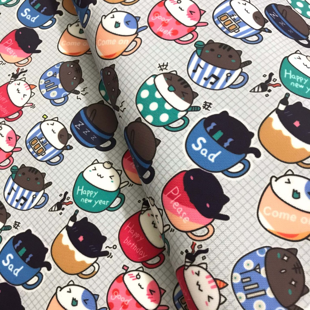 Vải phủ PVC may túi ví handmade hoạ tiết hoạt hình siêu dễ thương