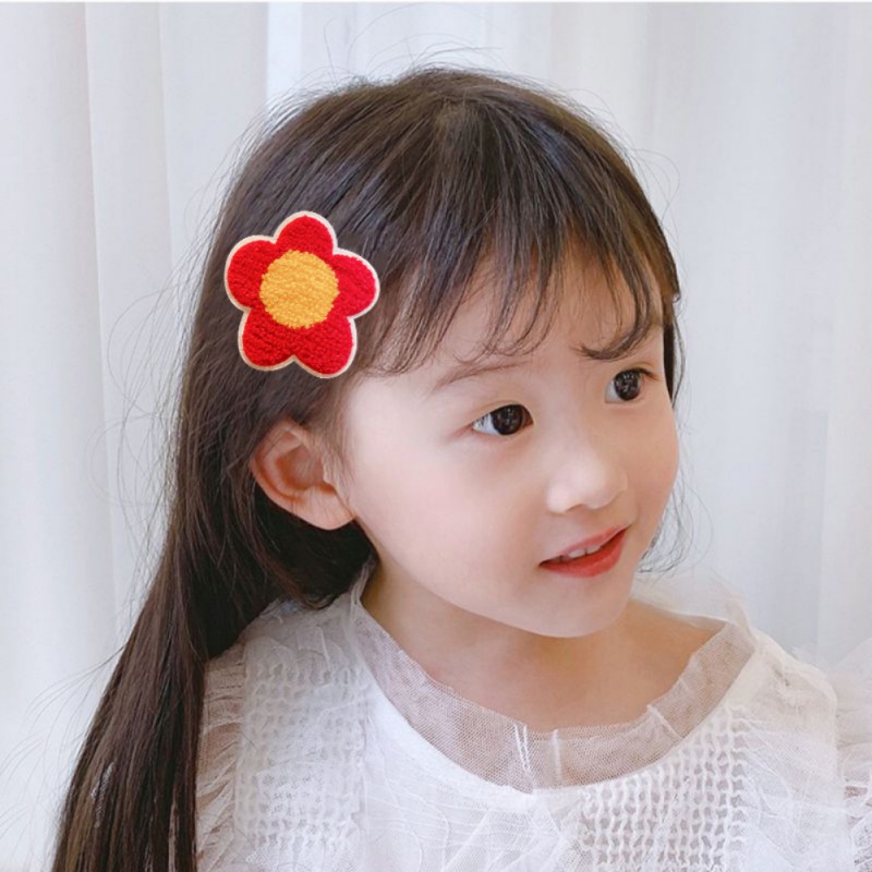 Kẹp tóc vải len kiểu dáng hoạt hình Hàn Quốc đáng yêu cho bé