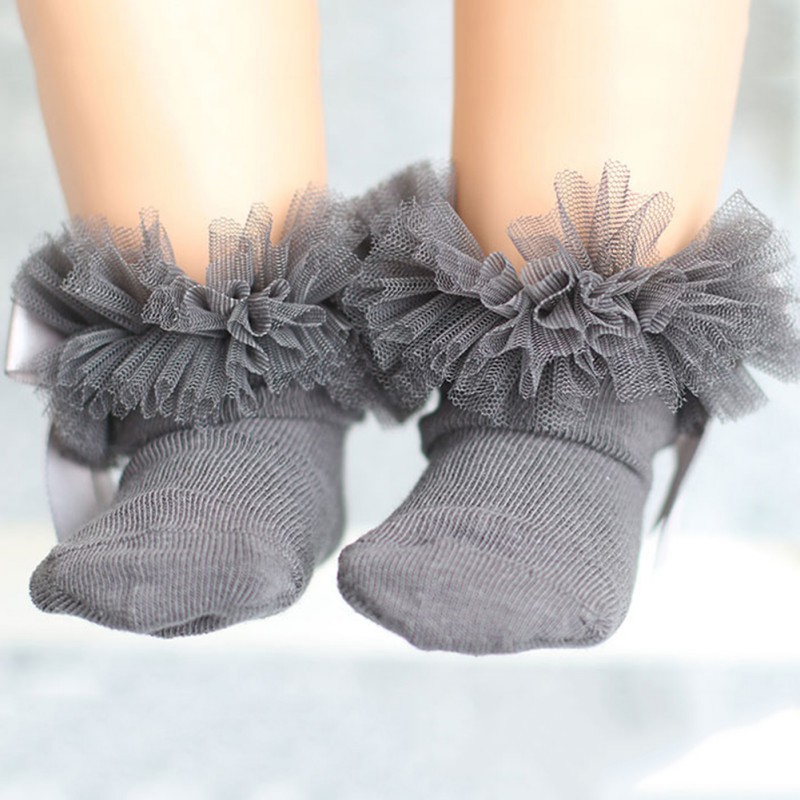 Vớ cổ thấp vải cotton phối ren hoa xinh xắn cho bé 0-5 tuổi