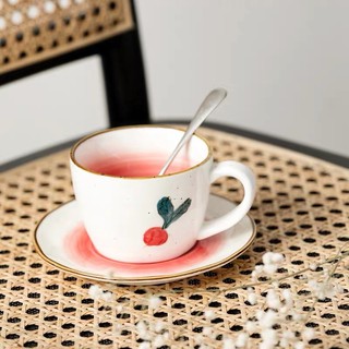 Set tách + đĩa sứ uống trà nóng