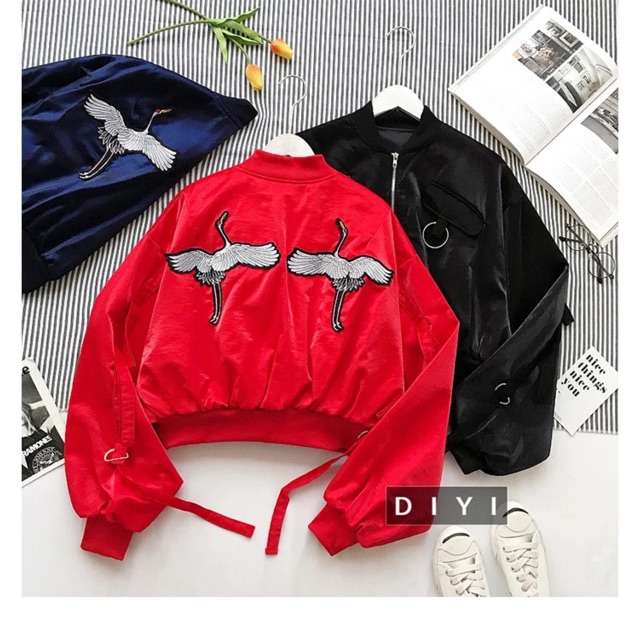 [o.d ] áo khoác bomber hình hạc sau lưng | BigBuy360 - bigbuy360.vn