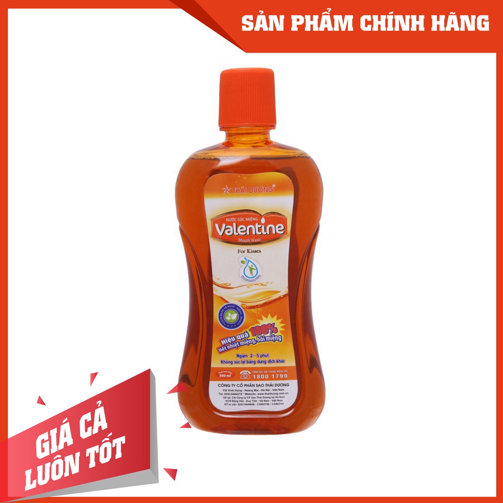 Nước súc miệng trị nhiệt miệng, hôi miệng Valentine Sao Thái Dương 500ml  [Chính hãng]