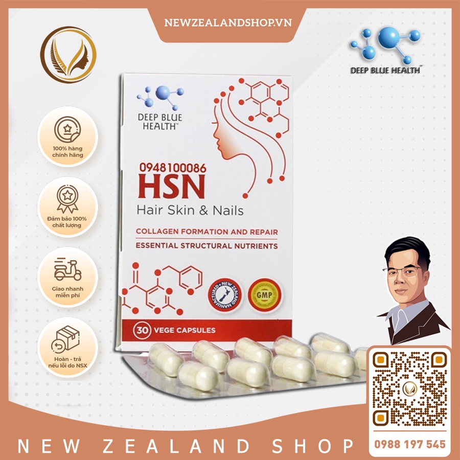 Viên uống giảm mụn, dưỡng móng, ngăn rụng tóc Deep Blue Health HSN 30 viên