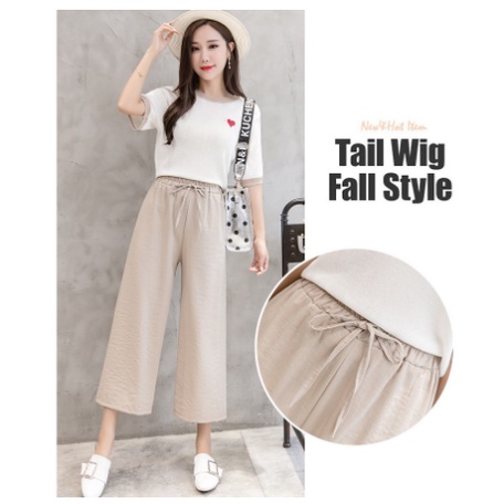 Quần Suông Nữ Cạp Chun Chất Đũi Madela Phong Cách Hàn Quốc, Quần Đũi Ống Rộng Lưng Chun Nhẹ Thấm Hút Mồ Hôi