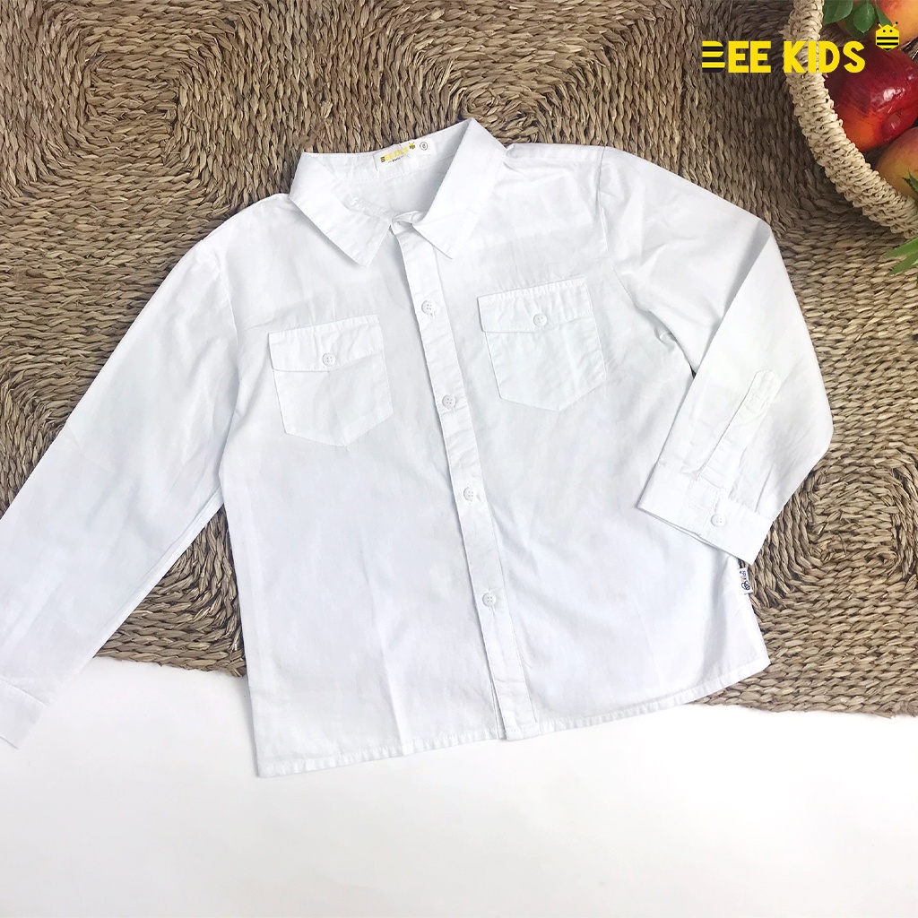 Áo Dài Tay Bé Trai 6-12 Tuổi Bee Kids Chất Thô Thoải Mái, Cổ Đức, Có 2 Túi Trước Ngực 8AC01358DO