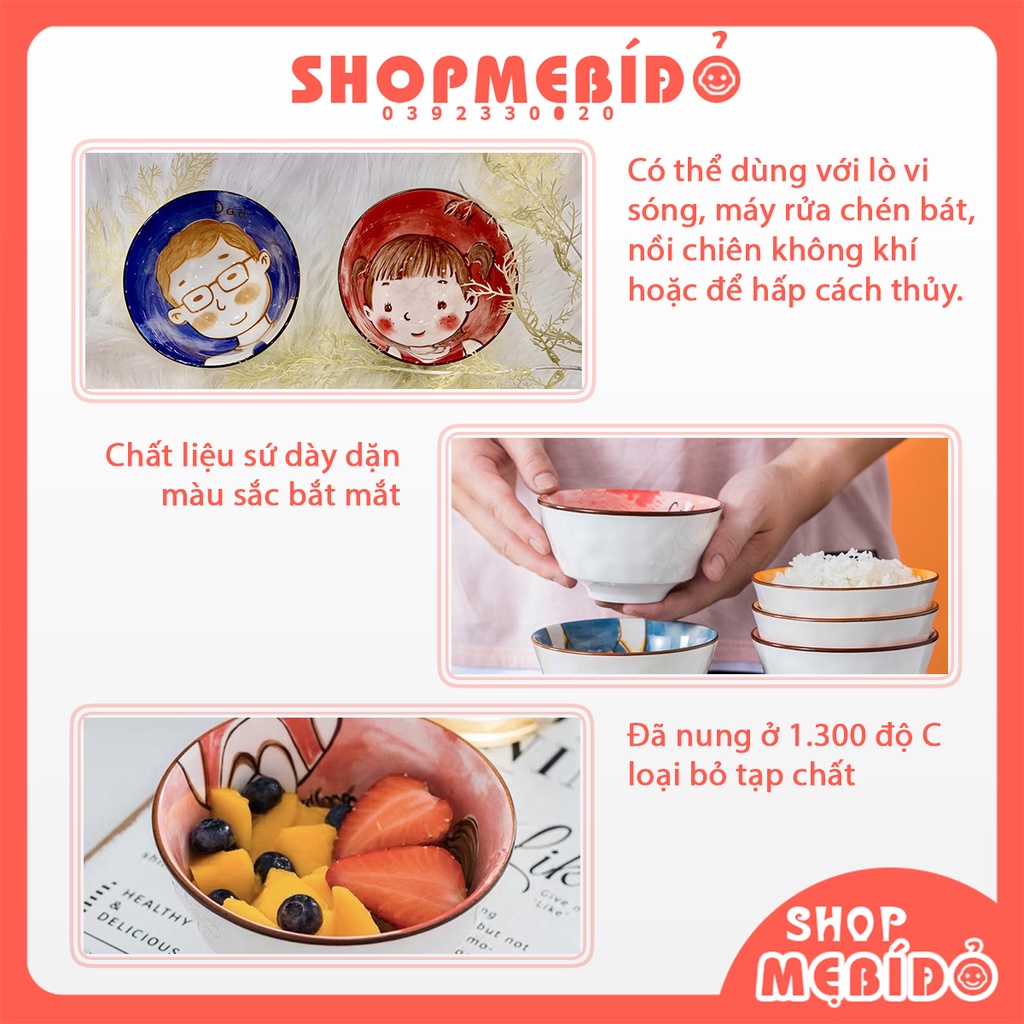 Bát Ăn Dặm Gốm Sứ Bát Ăn Cơm Gia Đình Decor Dễ Thương Cute 350ml Shop Mẹ Bí Đỏ
