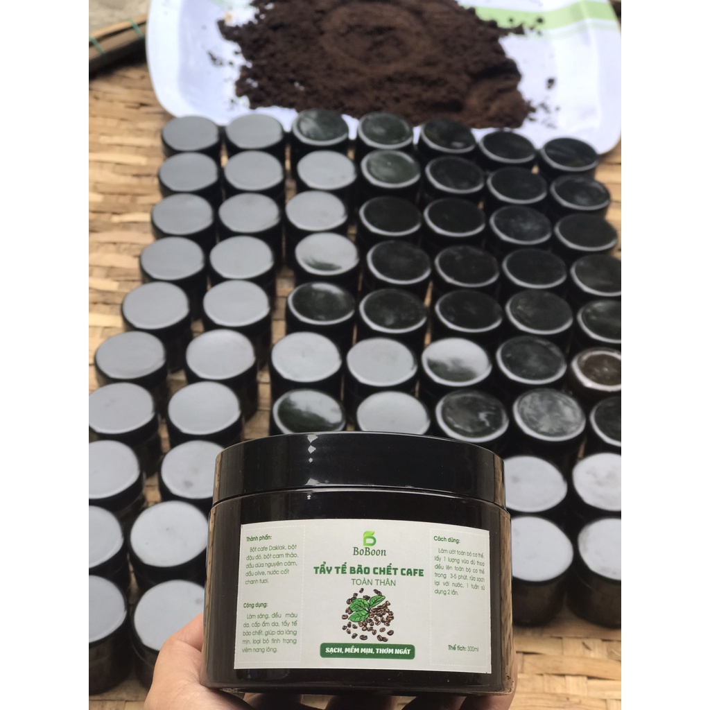 Tẩy tế bào chết cafe hết mụn lưng, trắng sáng da toàn  thân body Boboon