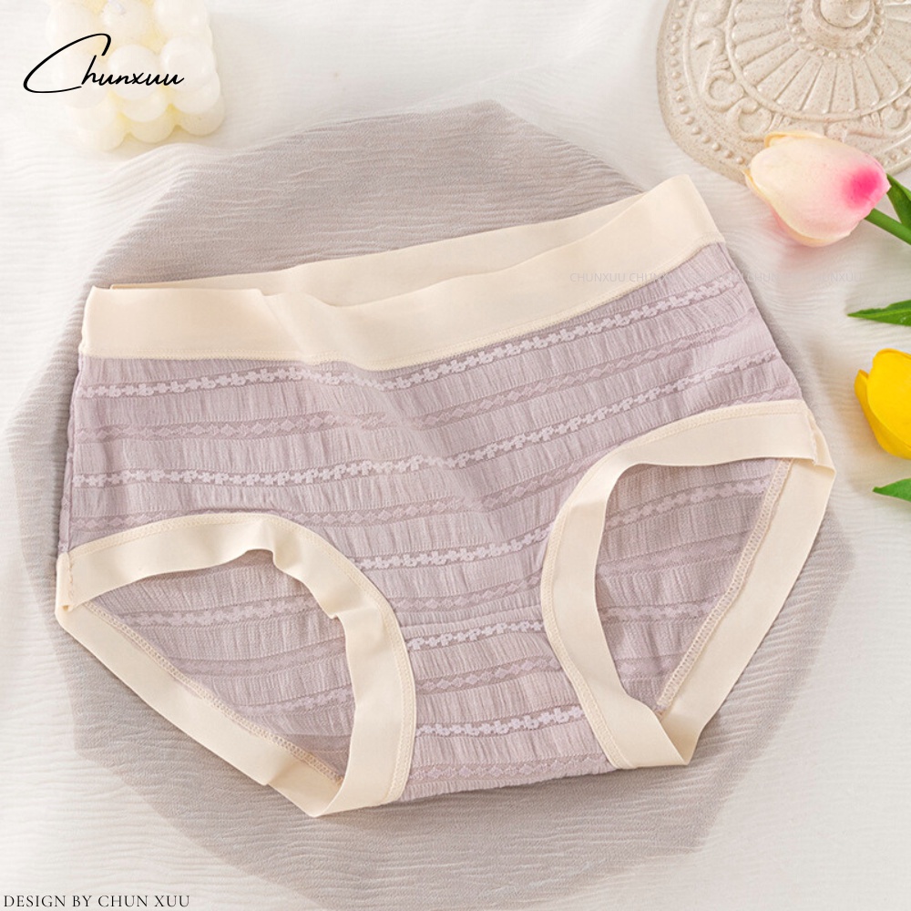 Quần lót nữ vải ren gấm cao cấp phối cạp su mát lạnh kháng khuẩn ChunXuu - QC128