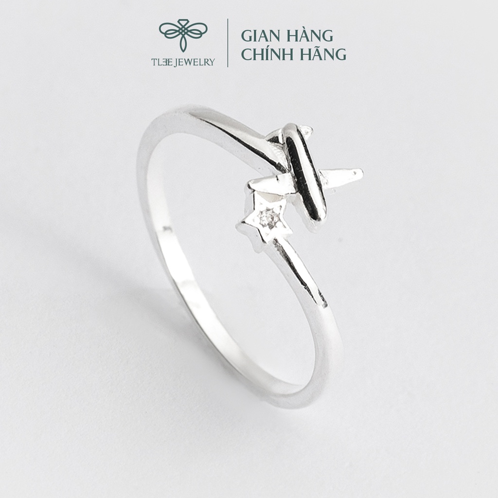 Nhẫn bạc nữ TLEE hình máy bay đính đá dáng hở cách điệu NCJ A0204
