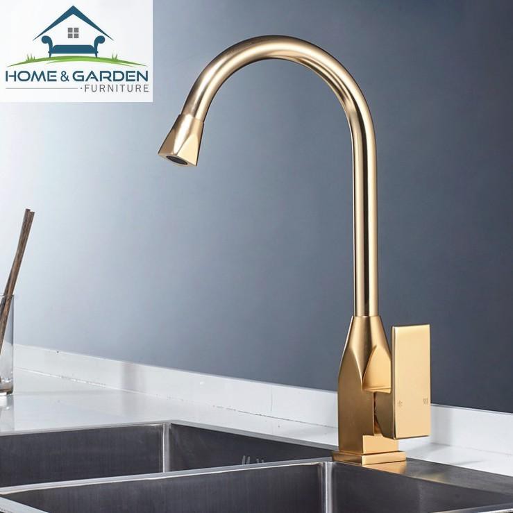 Vòi nước nóng lạnh bồn rửa chén mạ vàng tĩnh điện 7 lớp cao cấp Home&amp;Garden - Kitchen Faucet Golden  2018