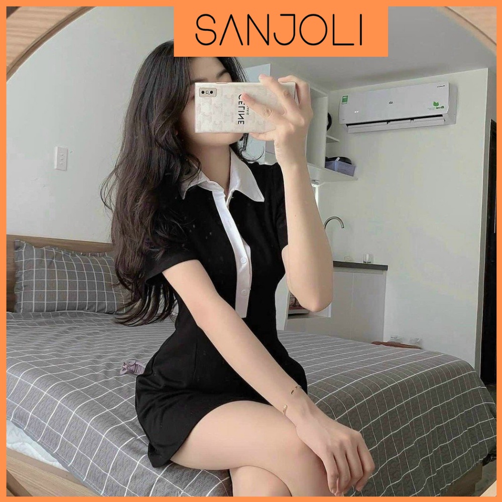 Váy Polo SANJOLI Đầm Ôm Body Dự Tiệc Nữ Thắt Eo Chất Thun Suông Thiết Kế Ôm Dáng Sexy Phong Cách Tiểu Thư Bigsize VD024