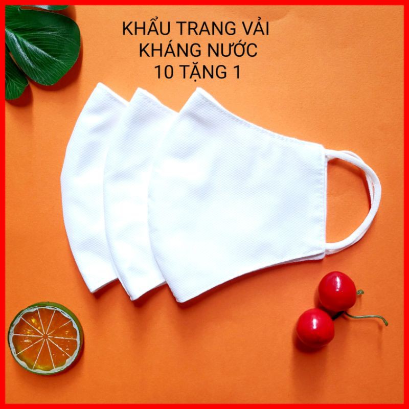 Khẩu Trang Vải Cotton Kháng Nước Dập Ly 3 Lớp