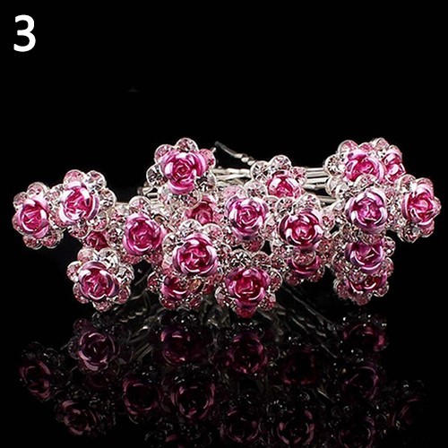 Set 5 trâm cài tóc hình hoa khảm đá sang trọng cho nữ